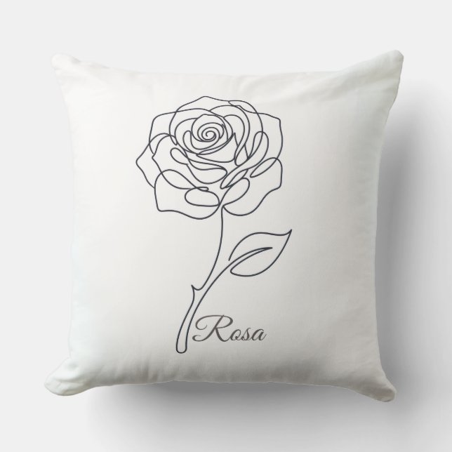 Coussin Rosa: Elegant One Line Art Pillow (Recto)