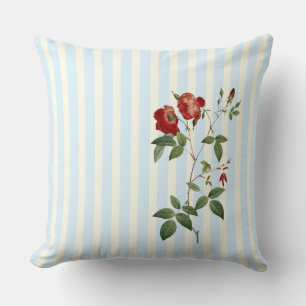 Coussin Rosa indica ivoire et bande bleue