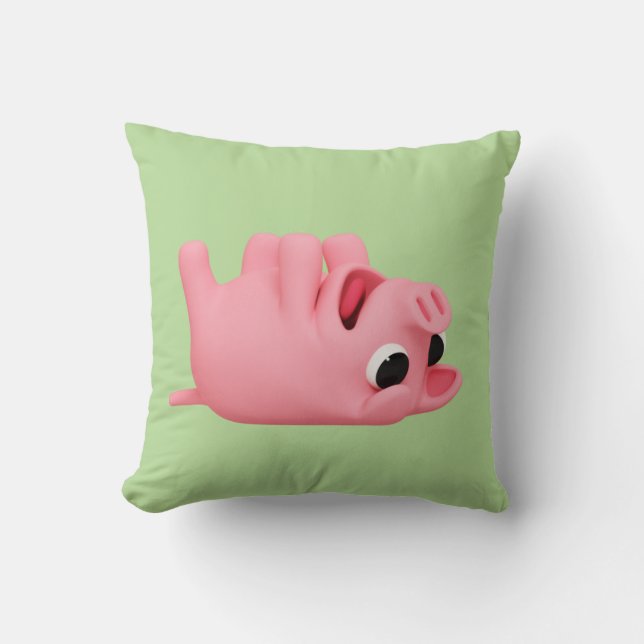 Coussin Rosa the pig laying on re back (Recto)