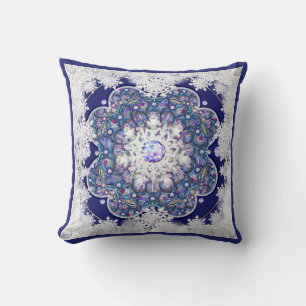 Coussin Rosace bleue et flocon de neige