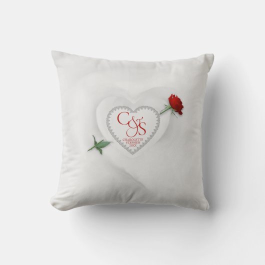 Coussin Rose à travers le cœur (Recto)