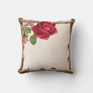 Coussin Rose ancienne vintage rustique victorienne antique