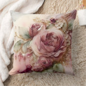 Coussin Rose aquarelle rose et bordeaux agrandie (Couverture)