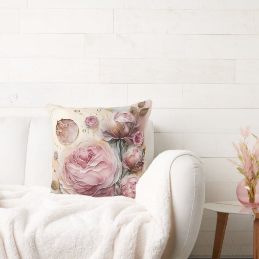 Coussin Rose aquarelle rose et burgundy agrandie (Canapé)