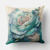 Coussin Rose aquarelle turquoise agrandi (Verso)