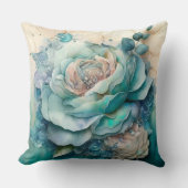 Coussin Rose aquarelle turquoise agrandi (Recto)