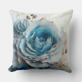 Coussin Rose aquarelle turquoise agrandie (Recto)
