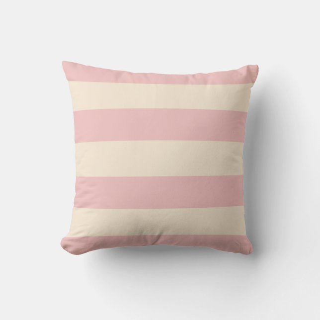 Coussin Rose bébé et rayures blanc antique (Recto)