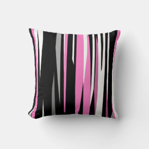Coussin rose blanc et noir abstrait