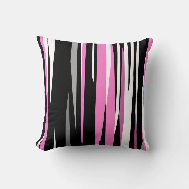 Coussin rose blanc et noir abstrait  (Recto)