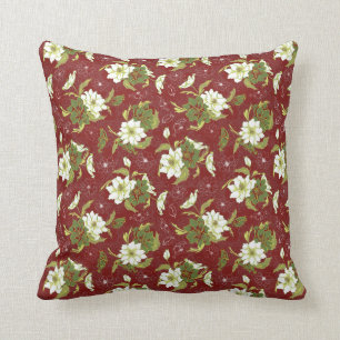 Coussin Rose blanche de style victorien sur le Motif de Bo