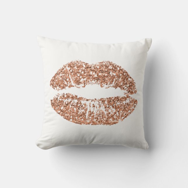 Coussin Rose blanche Parties scintillant or Kiss Lips Maqu (Recto)