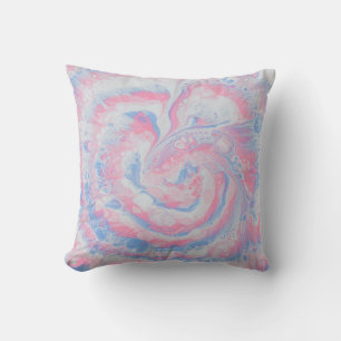 COUSSIN ROSE BLEU ET BLANC PEINTURE ABSTRAITE