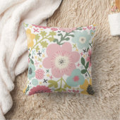 Coussin Rose Bleu Jaune Floral Moderne (Couverture)