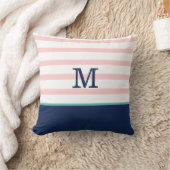 Coussin Rose, bleu marine et monogramme Turquoise (Couverture)