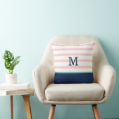 Coussin Rose, bleu marine et monogramme Turquoise (Chaise)