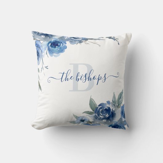 Coussin Rose bleu monochrome (Recto)