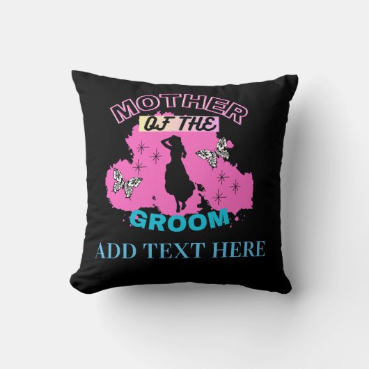 Coussin Rose Bleu & Noir Mère Maman Maman du Marié (Recto)