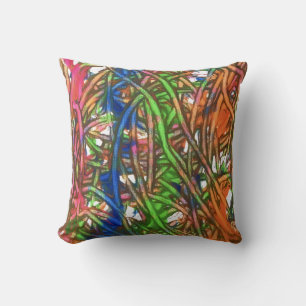 Coussin Rose, Bleu, Vert, Orange, Œuvre d'art en marbre