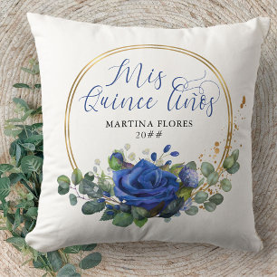 Coussin Rose Bleue et Eucalyptus Mis Quince Anos sur mesur