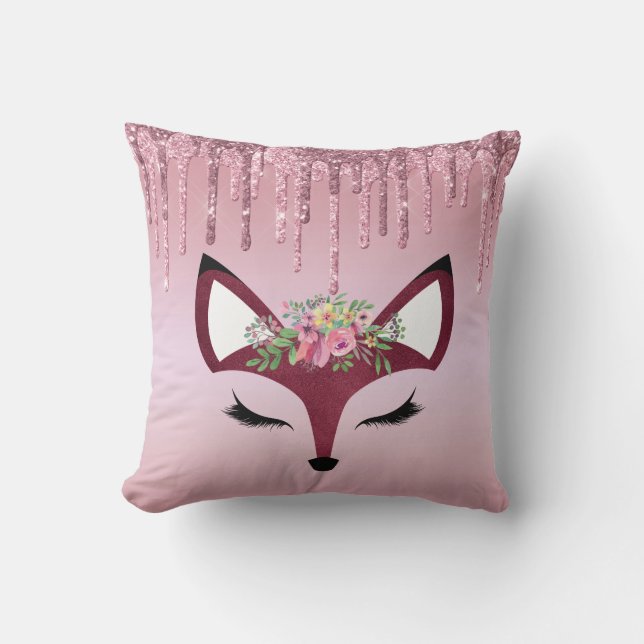 Coussin Rose Blush Parties scintillant Paint Girl Fox (Recto)