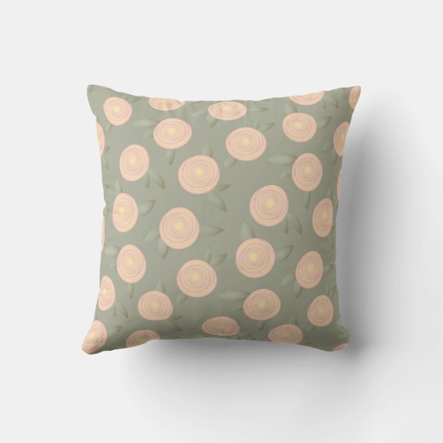 Coussin Rose Botanique Abstrait Moderne (Verso)