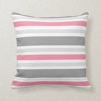 Coussin Rose, carreau de rayure de White.Grey