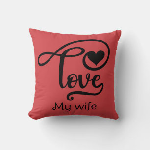 Coussin Rose chaleureux je t'aime ma femme 