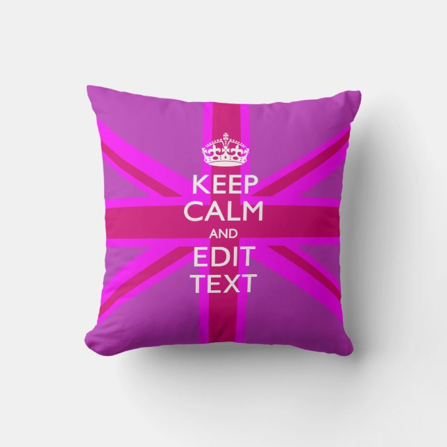 Coussin Rose Chaud - Garder le calme Modifier le texte Uni (Recto)