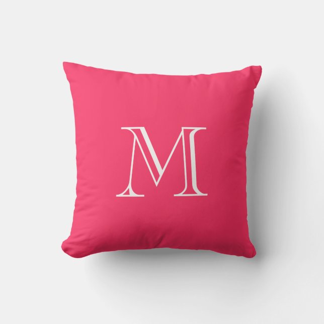 Coussin rose chaud monogramme personnalisé 2 (Recto)