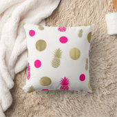 Coussin Rose Chaud & Points Dorés & Ananas Été Chic Amusan (Couverture)