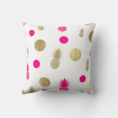 Coussin Rose Chaud & Points Dorés & Ananas Été Chic Amusan (Verso)
