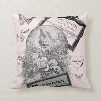 Coussin rose chic français antique vintage de carreau