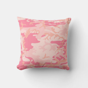 Coussin Rose Clair Rose Foncé et Camo Camouflage Peach