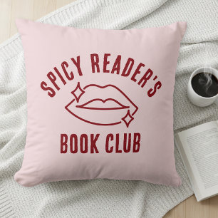 Coussin rose Club de lecture épicée pour lecteurs