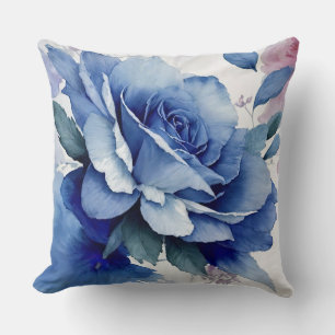Coussin Rose d'aquarelle bleu et rose