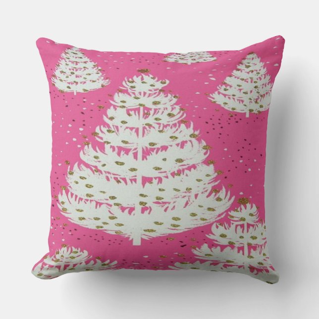 Coussin rose d'arbre de vacances de Noël de (Recto)