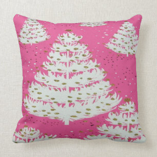 Coussin rose d'arbre de vacances de Noël de