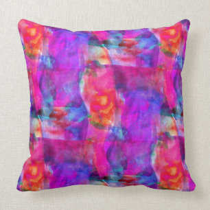 Coussin Rose d'art, bleu, arrière - plan rouge de texture