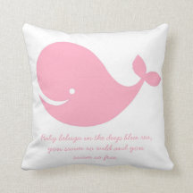 Coussin rose de baleine de thème de l'océan de la