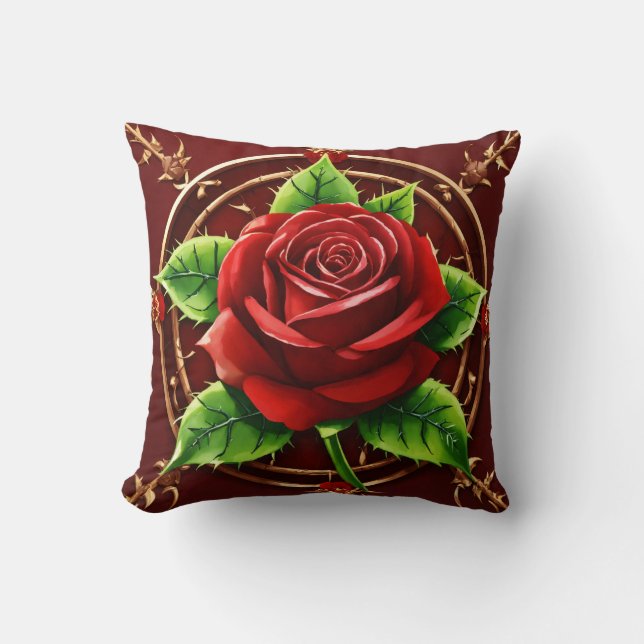 Coussin Rose de boussole de style tatouage (Recto)