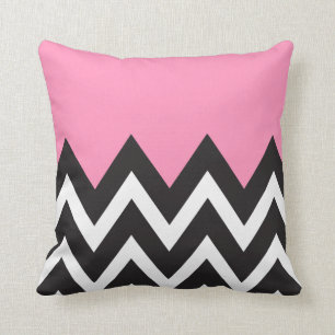 Coussin Rose de Bubblegum avec Chevron noir et blanc