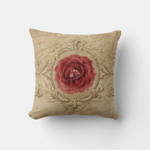 Coussin Rose de chou rouge dans un cadre de style antique