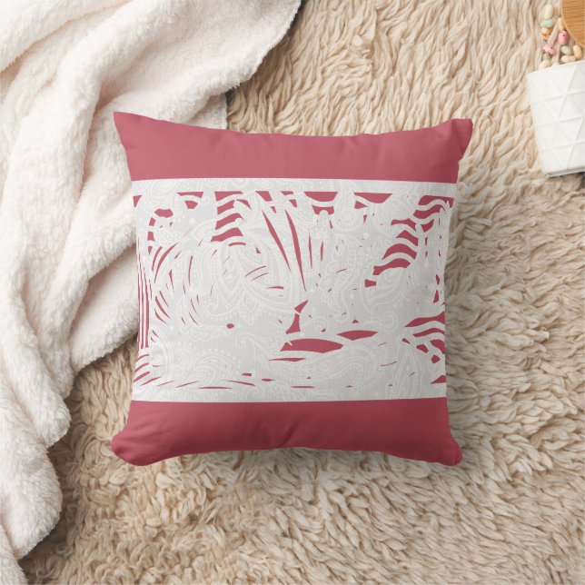 Coussin Rose de corail blanc plage coquillages côtiers (Couverture)