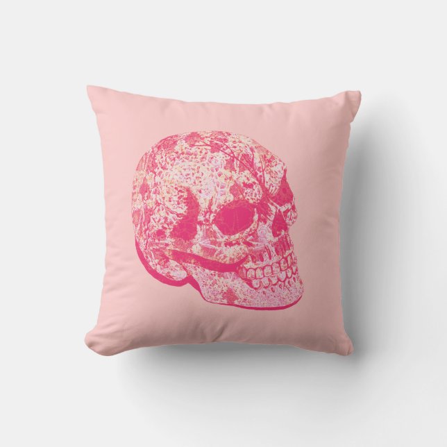 coussin rose de crâne de sucre de dentelle (Recto)