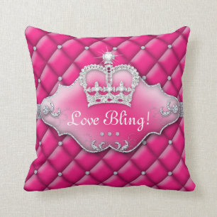 Coussin Rose de diamants de princesse Crown Pillow Tufted