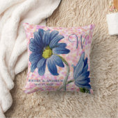 Coussin Rose de marguerite bleu romantique Monogramme Mari (Couverture)