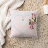 Coussin Rose de monogramme, coeur, fleurs, papillon - (Couverture)