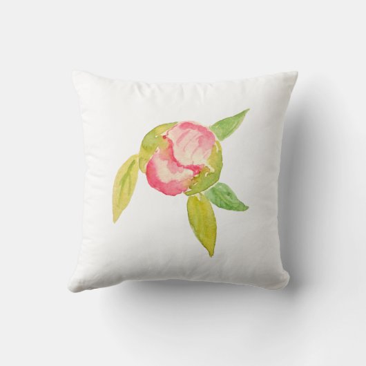 Coussin rose de pivoine d'aquarelle (Verso)