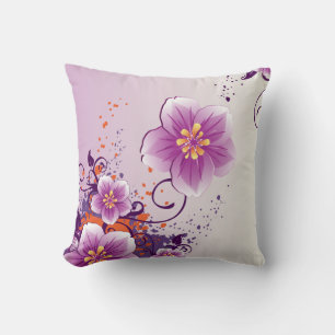 Coussin Rose de prairie à fleurs violettes